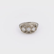 Art Deco diamond 18k white gold 3 stone ring