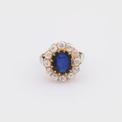 Victorian French GIA 2 carat no heat sapphire diamond 18k yellow gold ring