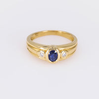 Sapphire and Diamond Three-Stone Ring