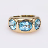 Austrian Blue Topaz Yellow Gold Ring