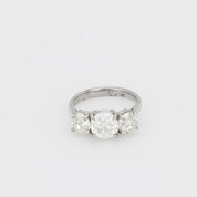 Mid Century 3.61 carat total diamond weight platinum 3 stone ring