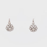 One Pair of Vintage Austrian Diamond 14k White Gold Cluster Earrings