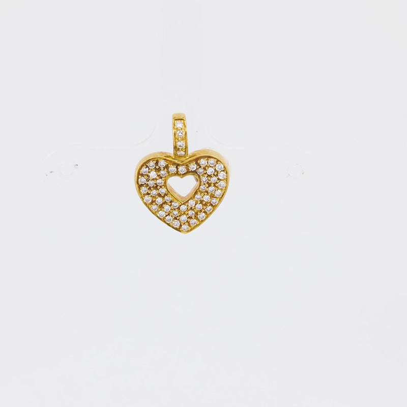 Maison Poiray French Vintage Diamond 18K Yellow Gold Heart Pendant