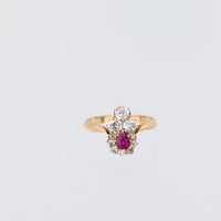 Victorian ruby diamond 18k yellow gold ring