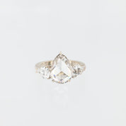 GIA 2.98 carat old cut diamond platinum three stone engagement ring
