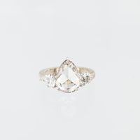 GIA 2.98 carat old cut diamond platinum three stone engagement ring