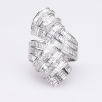 French 6 Carat Diamond White Gold Cocktail Ring