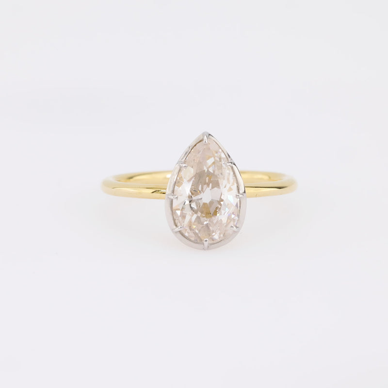 GIA 1.76 Carat Pear Shape Diamond 18K Yellow Gold Engagement Ring