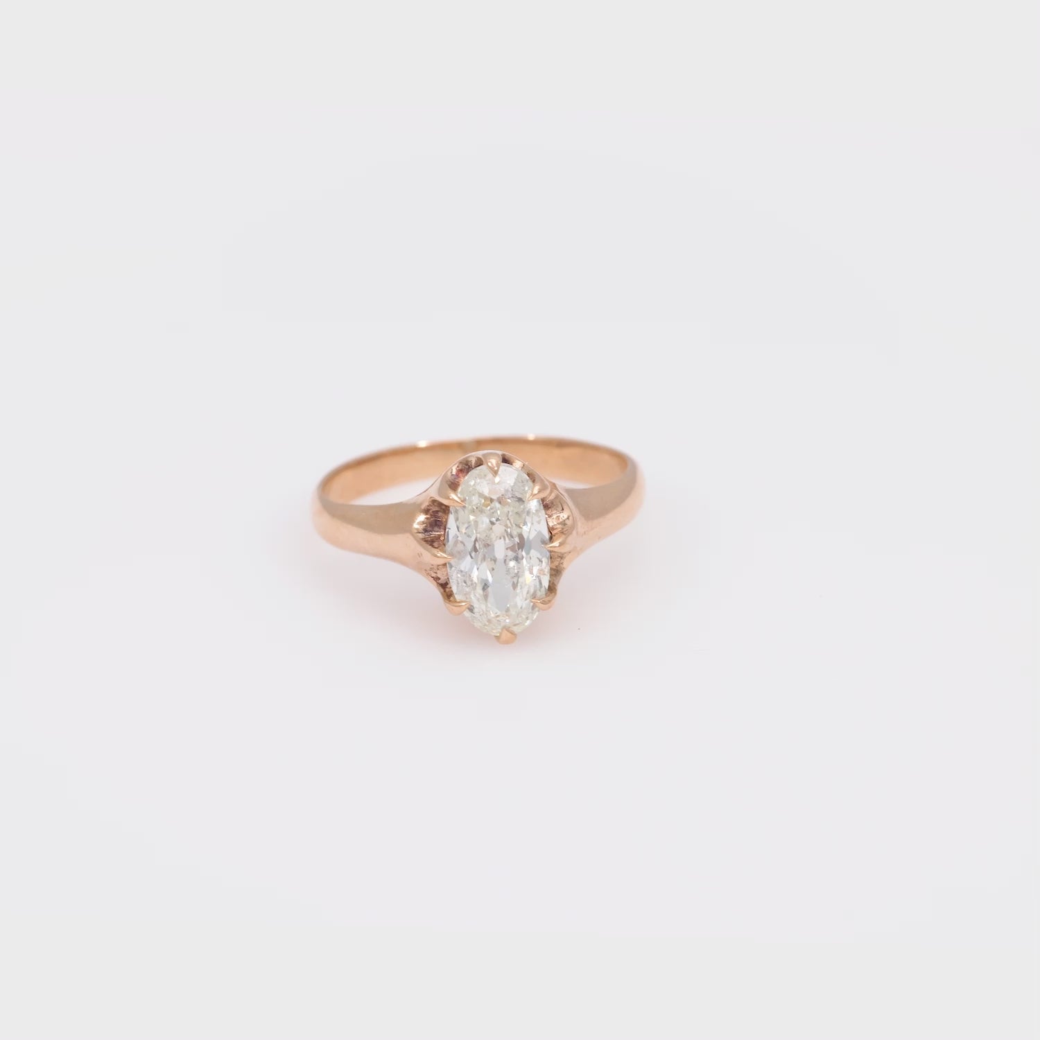 Victorian GIA 1.56 carat old mine cut diamond 10k rose gold engagement ring