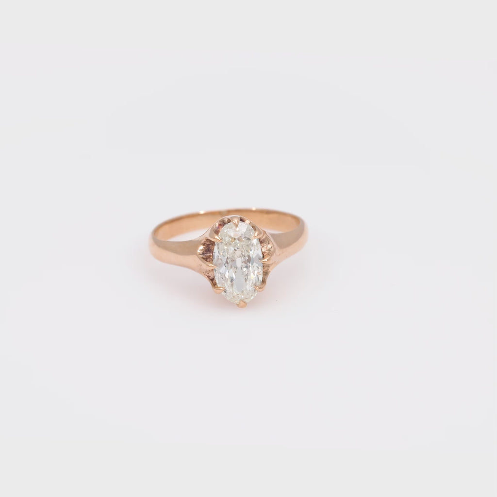Victorian GIA 1.56 carat old mine cut diamond 10k rose gold engagement ring