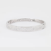 Modern 3.44 Carat Total Weight Diamond 14K White Gold Bangle