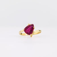 Vintage 1.8 Carat Pear Shape Tourmaline 18K Yellow Gold Engagement Ring