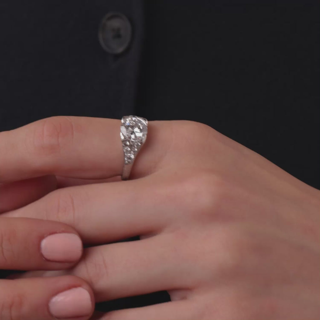 Art Deco GIA 2.06 carat D VS2 diamond platinum engagement ring