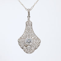 Art Deco 3.30 carat total weight diamond platinum necklace