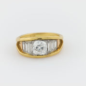 Vintage GIA 1.73 carat old mine cut diamond 18k gold ring