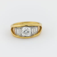 Vintage GIA 1.73 carat old mine cut diamond 18k gold ring