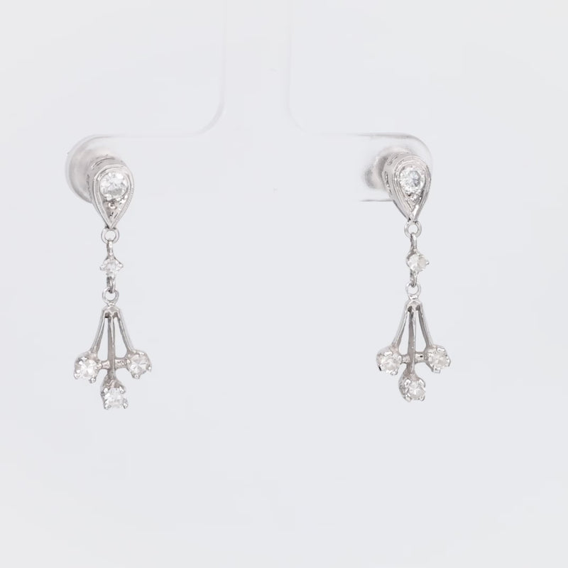 Diamond Drop Earrings in 14k White Gold