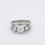 Mid Century 1.67 carat platinum 3 stone double band ring