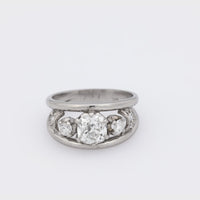 Mid Century 1.67 carat platinum 3 stone double band ring
