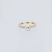 French GIA 1.03 carat old mine diamond 18k yellow gold engagement ring