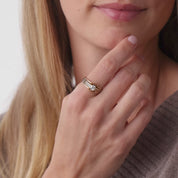 Art Deco old mine cut diamond 14k yellow gold ring