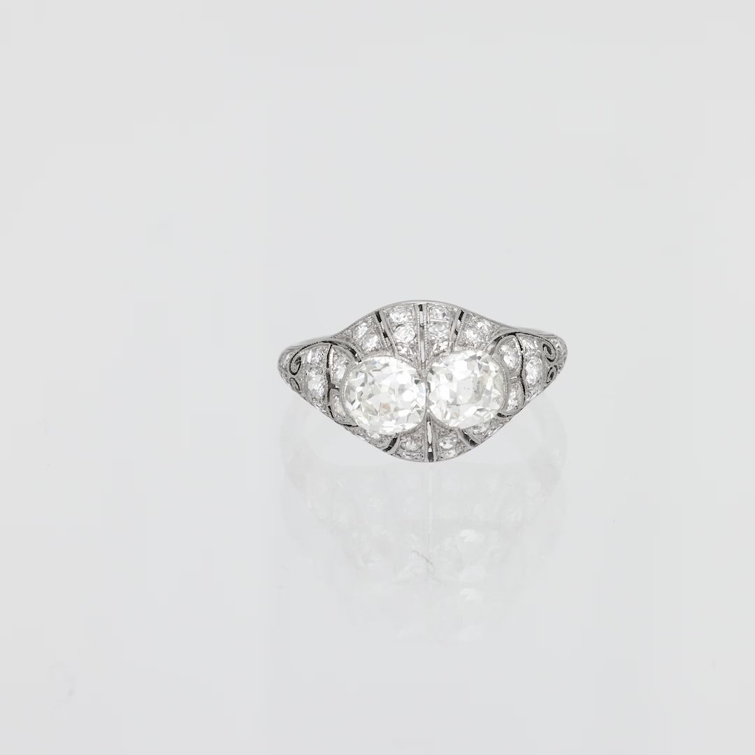 Art Deco 2.60 carat total weight diamond platinum ring