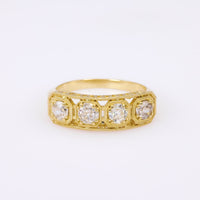 Antique Style Diamond 18K Yellow Gold Band