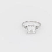 Art Deco GIA 2.56 carat carré cut diamond platinum engagement ring