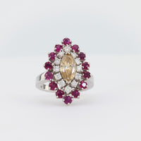 Vintage Diamond Ruby Platinum and 14K White Gold Ring/Pendant