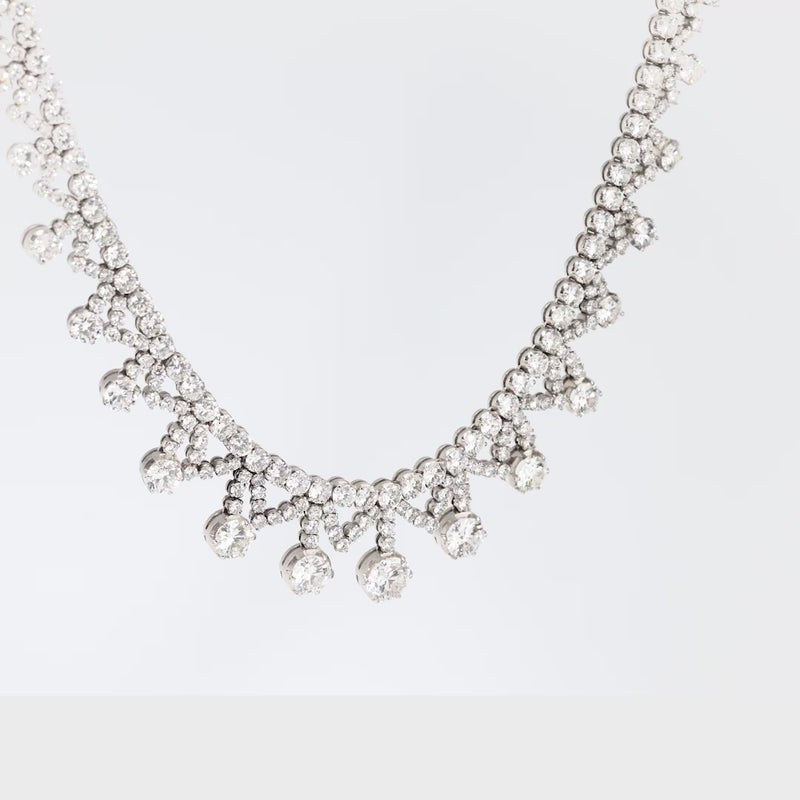 Mid Century 35 carat total weight diamond platinum cocktail necklace