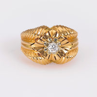 French Retro Diamond Yellow Gold Cocktail Ring