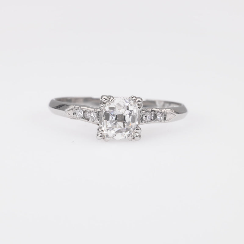 Art Deco GIA .74 Carat Old Mine Diamond Platinum Engagement Ring