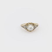 Art Deco old European cut diamond 18k gold engagement ring