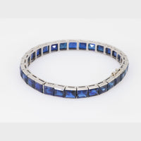 Art Deco AGL 42 Carat No Heat Sapphire Platinum Bracelet