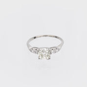 Art Deco GIA 1.58 carat old mine cut diamond 14k white gold engagement ring