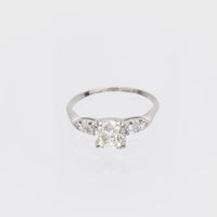 Art Deco GIA 1.58 carat old mine cut diamond 14k white gold engagement ring