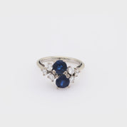 Vintage sapphire diamond 18k white gold ring