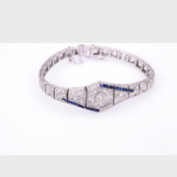 Art Deco Diamond Sapphire Platinum Bracelet