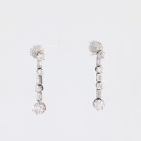 Mid-Century 4.2 Carat Total Weight Diamond Platinum Drop Earrings