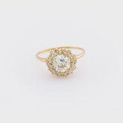 Victorian GIA 1.64 carat old European cut diamond 14k yellow gold cluster ring