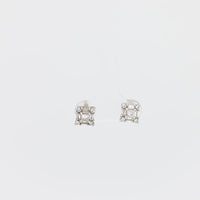 Modern diamond 14k white gold square studs