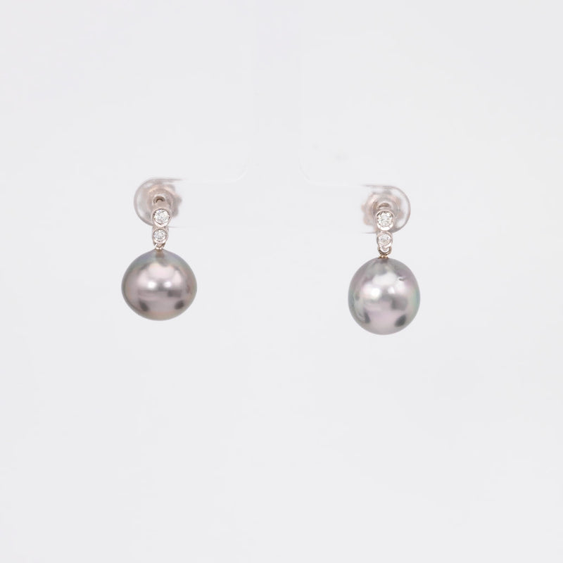 Modern Pearl Diamond 18K White Gold Drop Earrings