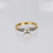French old mine diamond 18k yellow gold engagement ring