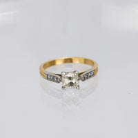 French old mine diamond 18k yellow gold engagement ring