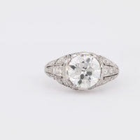 Art Deco GIA 2.59 Old European cut diamond platinum engagement ring