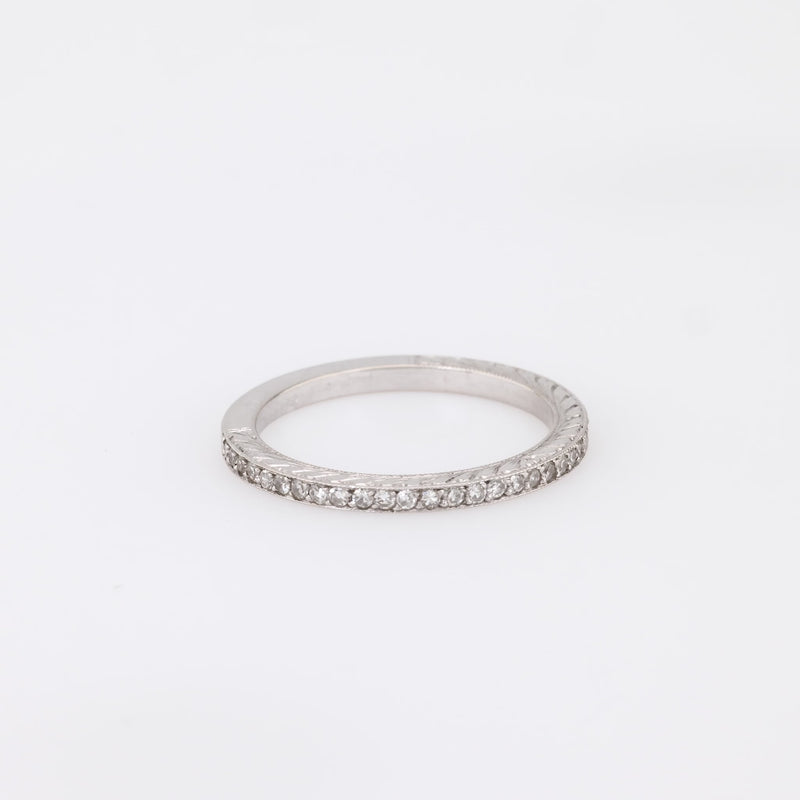 Art Deco Style 18K White Gold Half Eternity Filigree Band