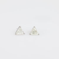 Modern 1.10 carat total diamond weight 18k white gold triangle stud earrings