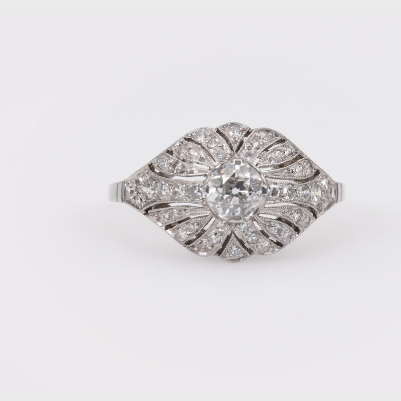 Art Deco Inspired .41 Carat Diamond Platinum Ring