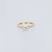 French GIA 1.23 carat old mine cut diamond 18k yellow gold engagement ring