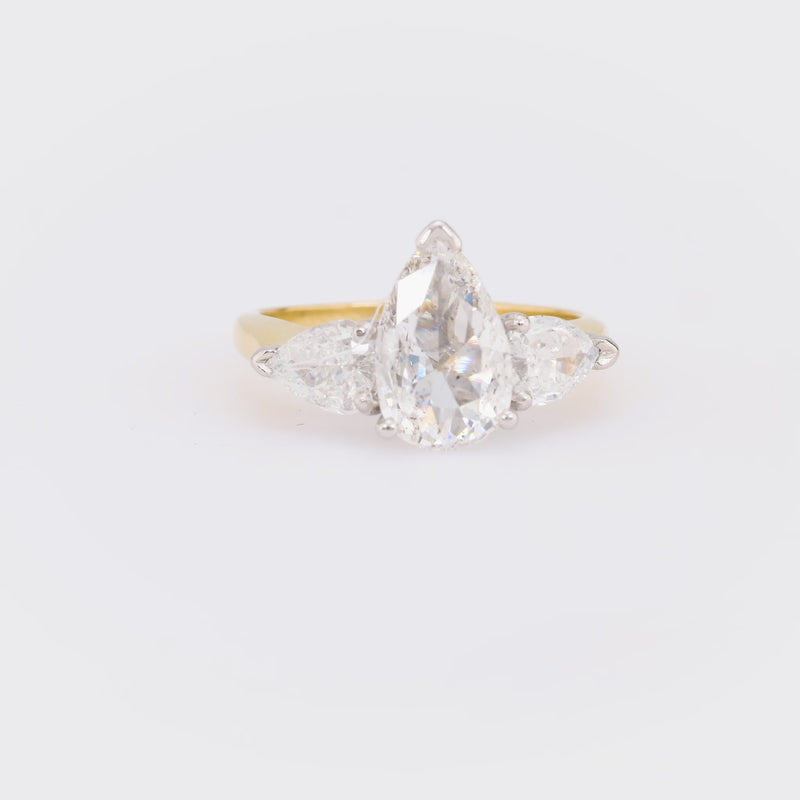 GIA 1.01 Carat Pear Cut Diamond 18K Yellow Gold Engagement Ring